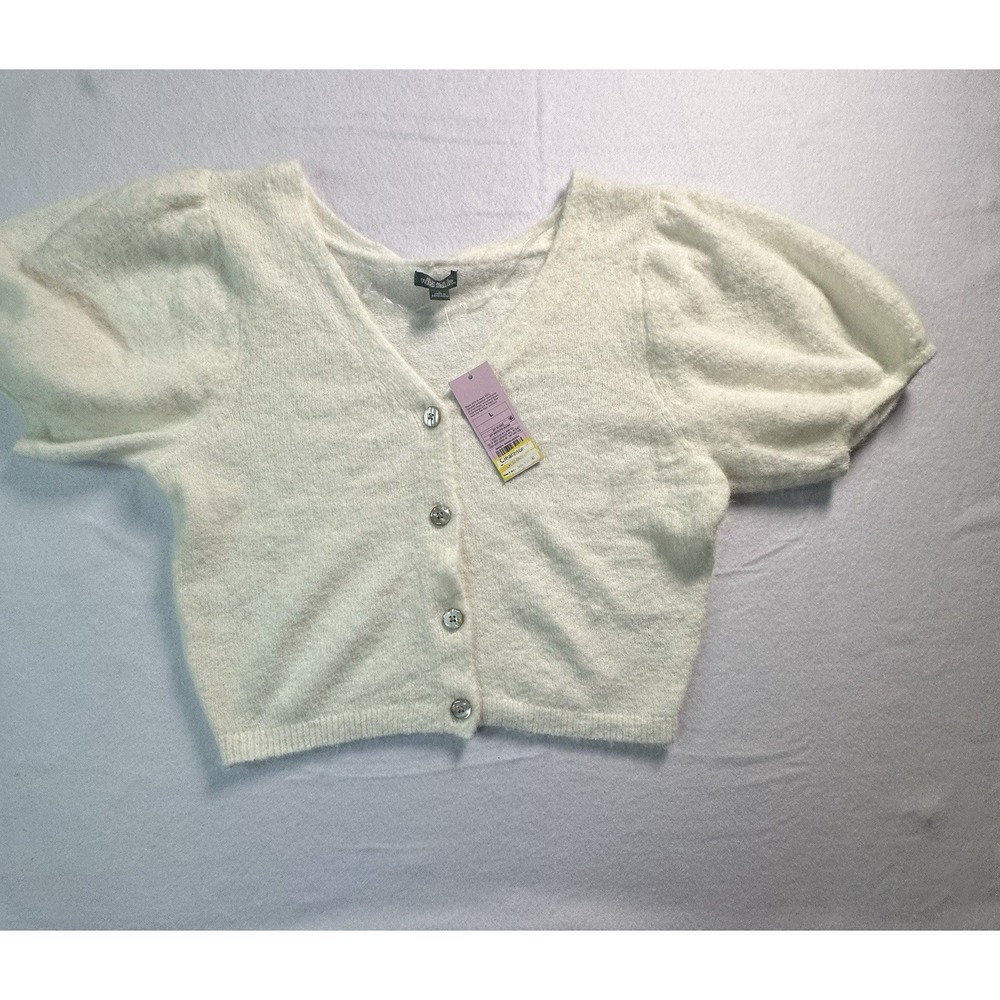 Wild  Fable Cropped White Sweater Short Sleeve Size‎ Large